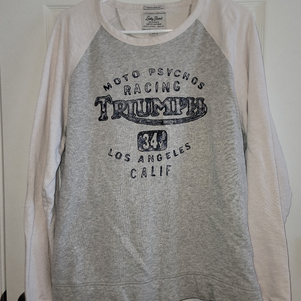 Mens Lucky Brand Grey Label Runyon Raglan Triumph Long Sleeve Crew Neck  Size L